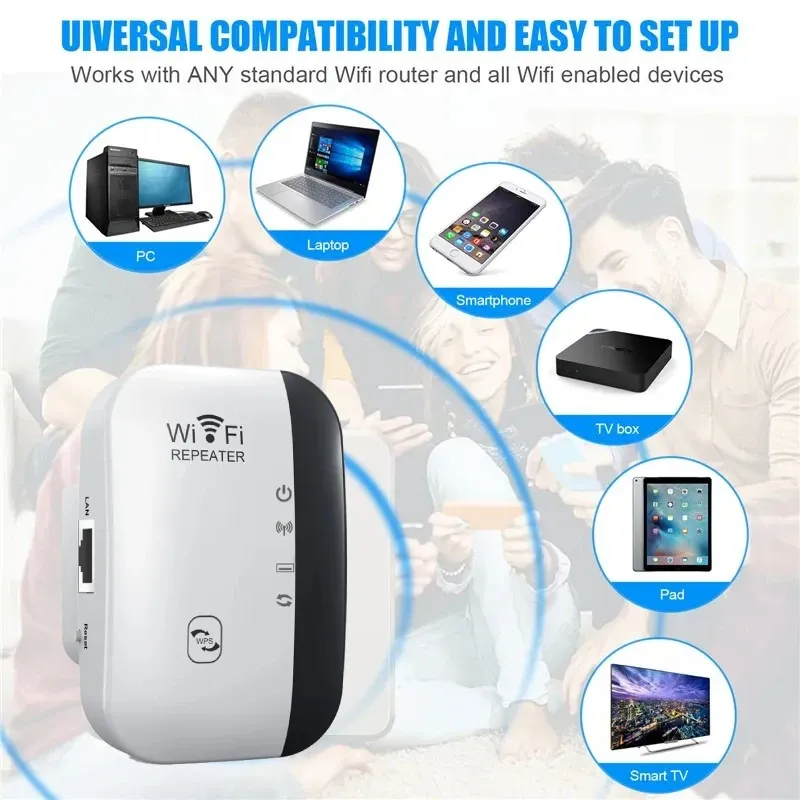 300Mbps WiFi Repeater Extender Booster - 2.4G Wireless Router Range Amplifier with AP/LAN Port, Universal Compatibility for Home & Office thumbnail 3