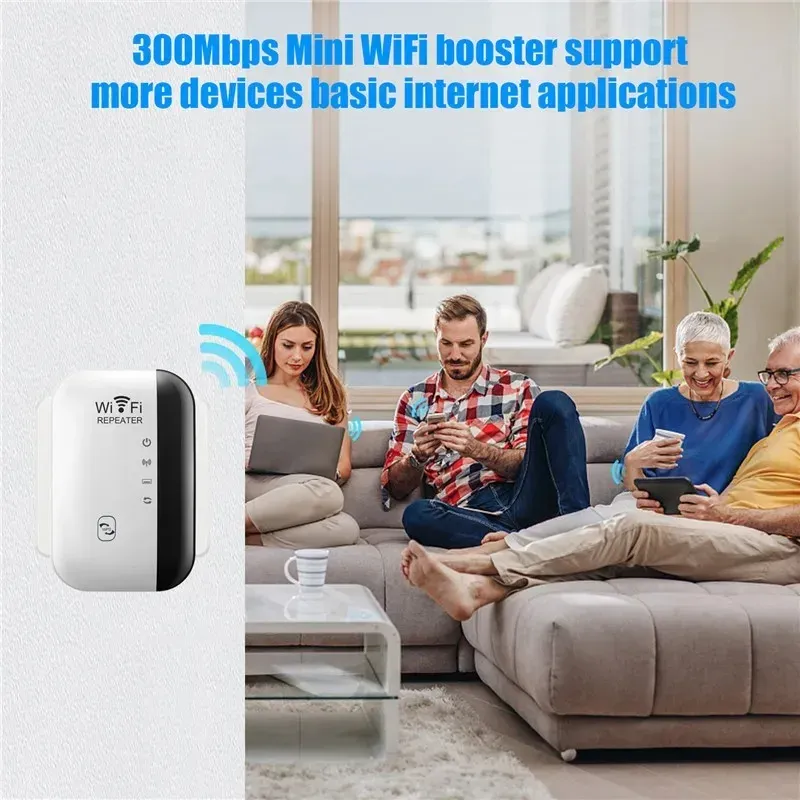300Mbps WiFi Repeater Extender Booster - 2.4G Wireless Router Range Amplifier with AP/LAN Port, Universal Compatibility for Home & Office showcase 4