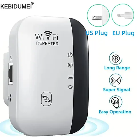 300Mbps WiFi Repeater Extender Booster - 2.4G Wireless Router Range Amplifier with AP/LAN Port, Universal Compatibility for Home & Office