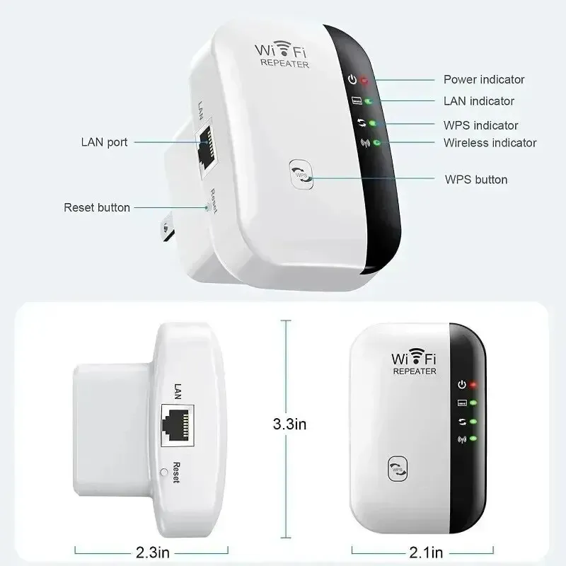 Wireless WiFi Extender Repeater Booster for Home - Small Steamed Bun Network Signal Amplifier, AP Broadband Router Extension, Easy Setup for Dead Zones thumbnail 5