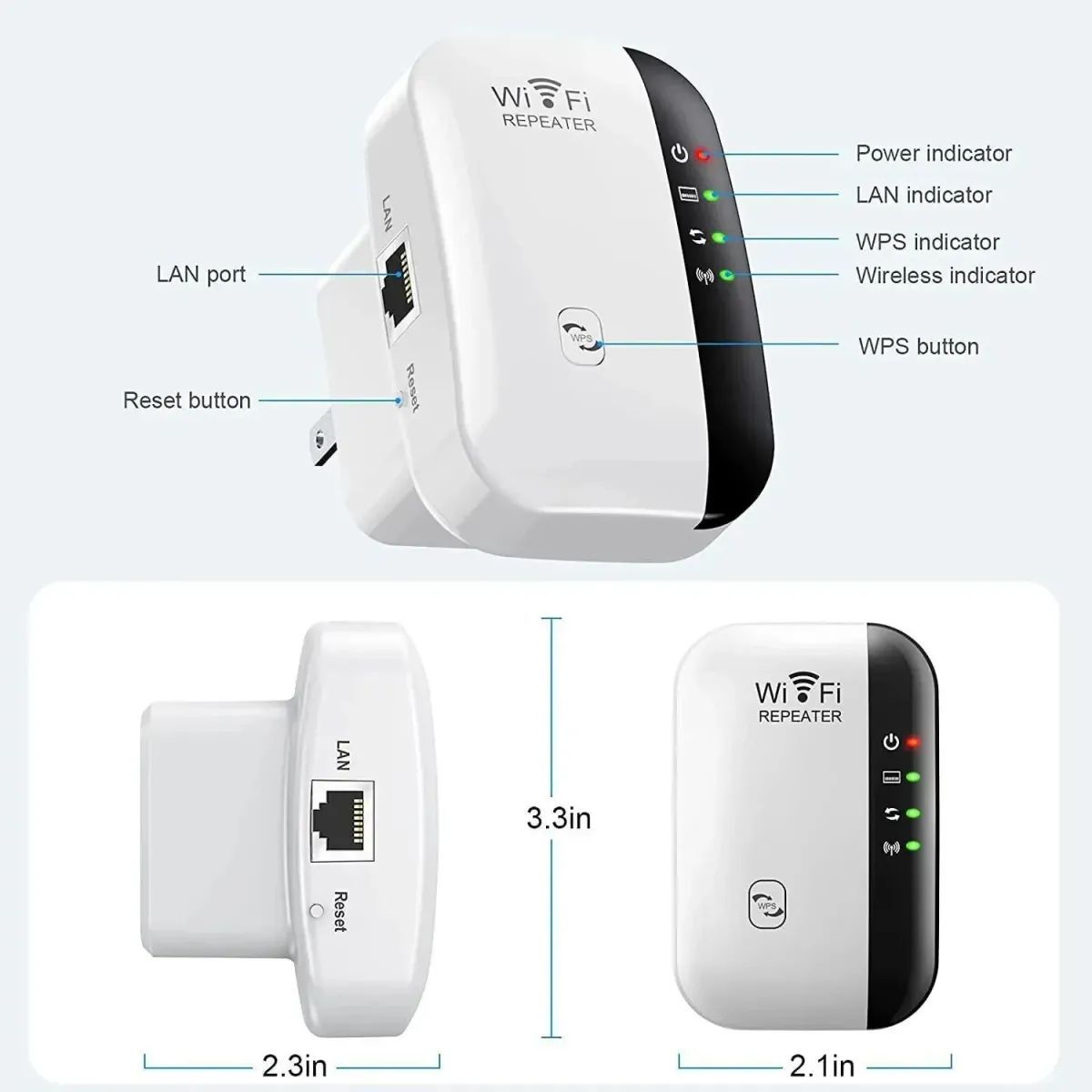 Wireless WiFi Extender Repeater Booster for Home - Small Steamed Bun Network Signal Amplifier, AP Broadband Router Extension, Easy Setup for Dead Zones showcase 5