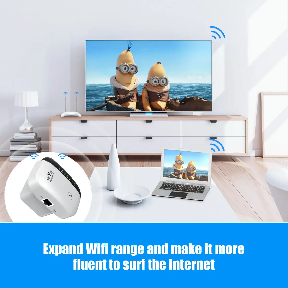 300Mbps WiFi Repeater Extender Booster with WPS, Long Range Wireless Network Amplifier for Home & Office, Supports 2.4GHz, Multiple Modes (Repeater, AP, LAN), Universal Compatibility showcase 7
