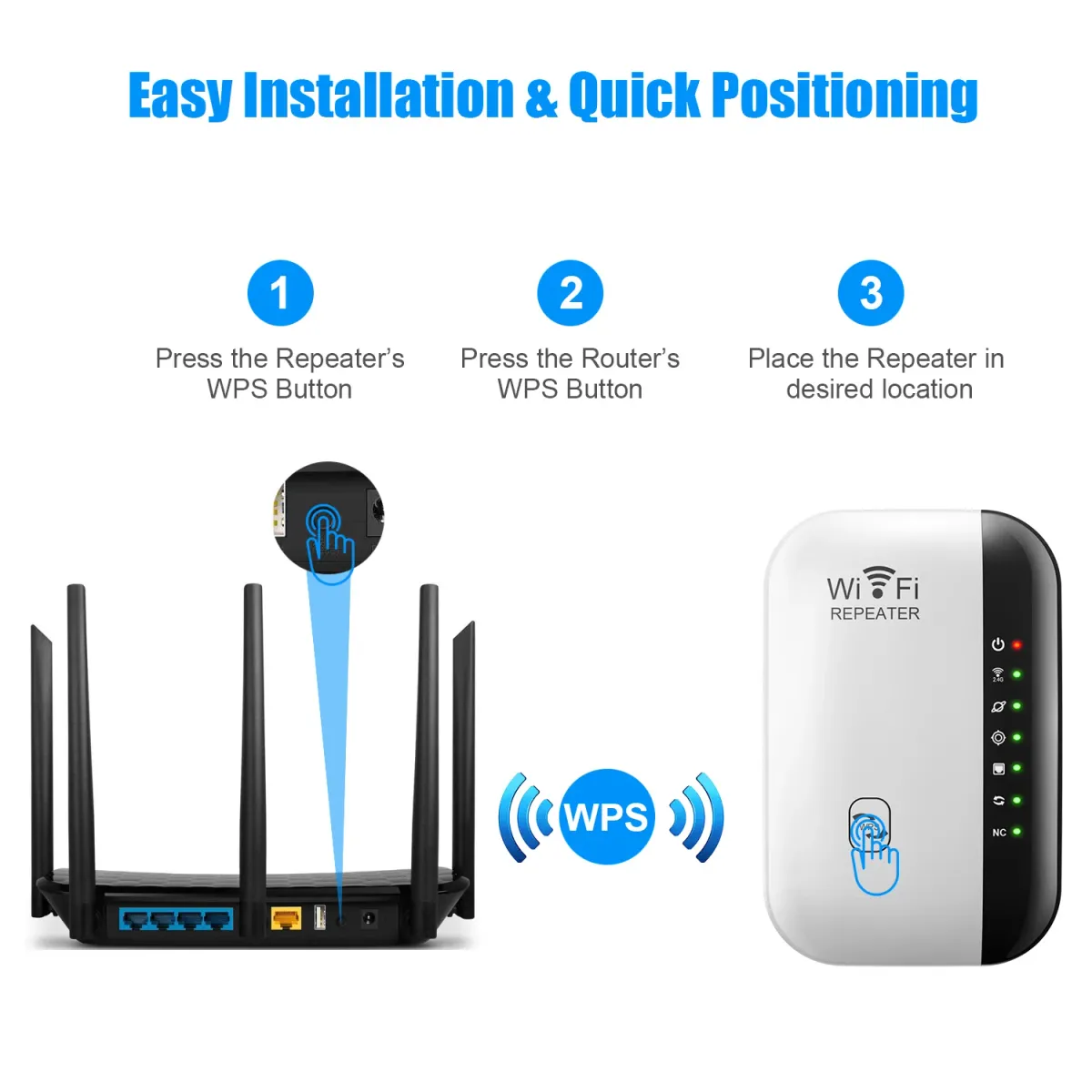 300Mbps WiFi Repeater Extender Booster with WPS, Long Range Wireless Network Amplifier for Home & Office, Supports 2.4GHz, Multiple Modes (Repeater, AP, LAN), Universal Compatibility showcase 3