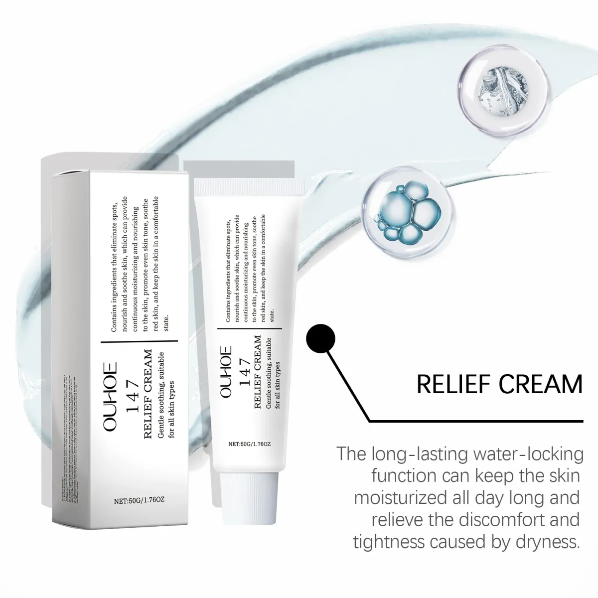 OUHOE 147 Relief Cream for Skin Problems: Anti-Sugar, Antioxidant Blemish Solution, Deep Moisturizer with Hyaluronic Acid, Ceramides, Vitamin C & E for Radiant Ghanaian Skin showcase 7
