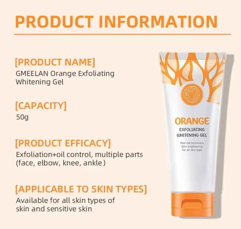 Gentle Orange Exfoliating Gel for Face - 50g Korean Skin Care Brightening & Hydrating Scrub for Dead Skin Removal, Moisturizing & Repair showcase 13