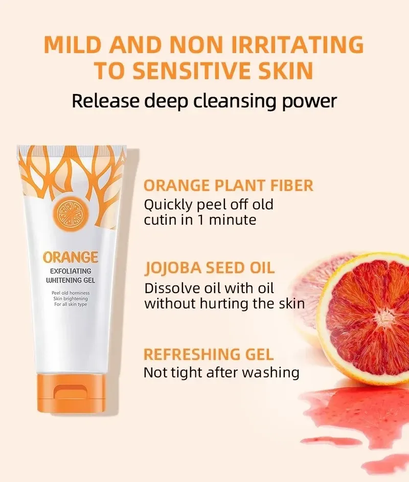 Gentle Orange Exfoliating Gel for Face - 50g Korean Skin Care Brightening & Hydrating Scrub for Dead Skin Removal, Moisturizing & Repair showcase 6