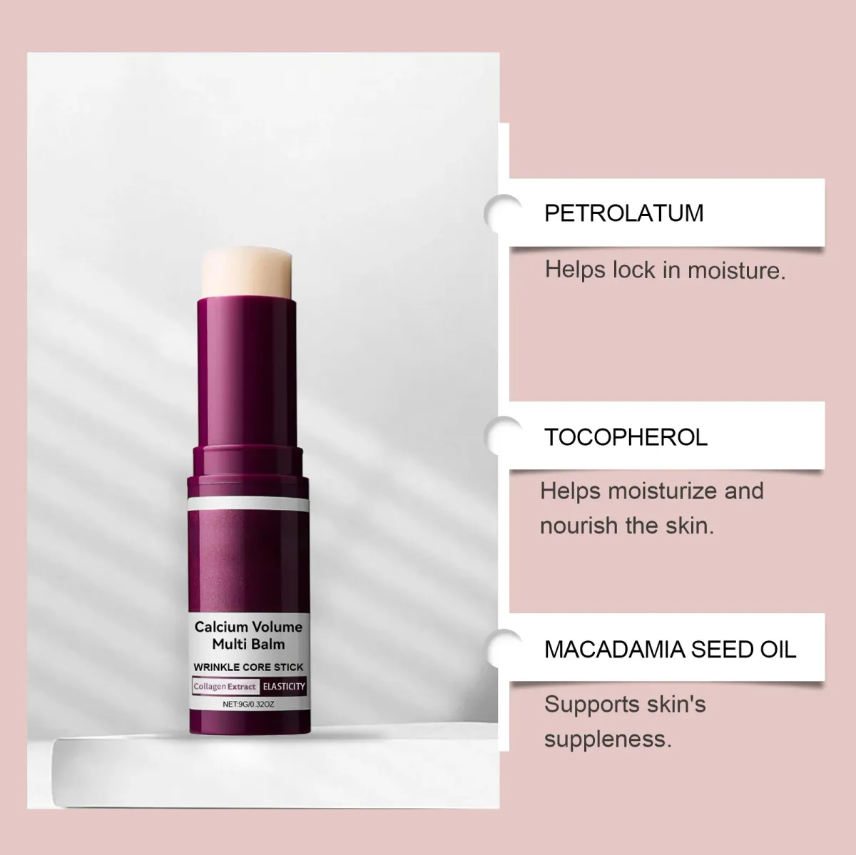 Collagen Volume Multi Balm Stick for Face & Eyes - Hydrating Anti-Aging Formula to Fade Fine Lines, Firm Skin, Brighten Complexion, and Nourish Dryness with Avocado Oil & Vitamin C showcase 6