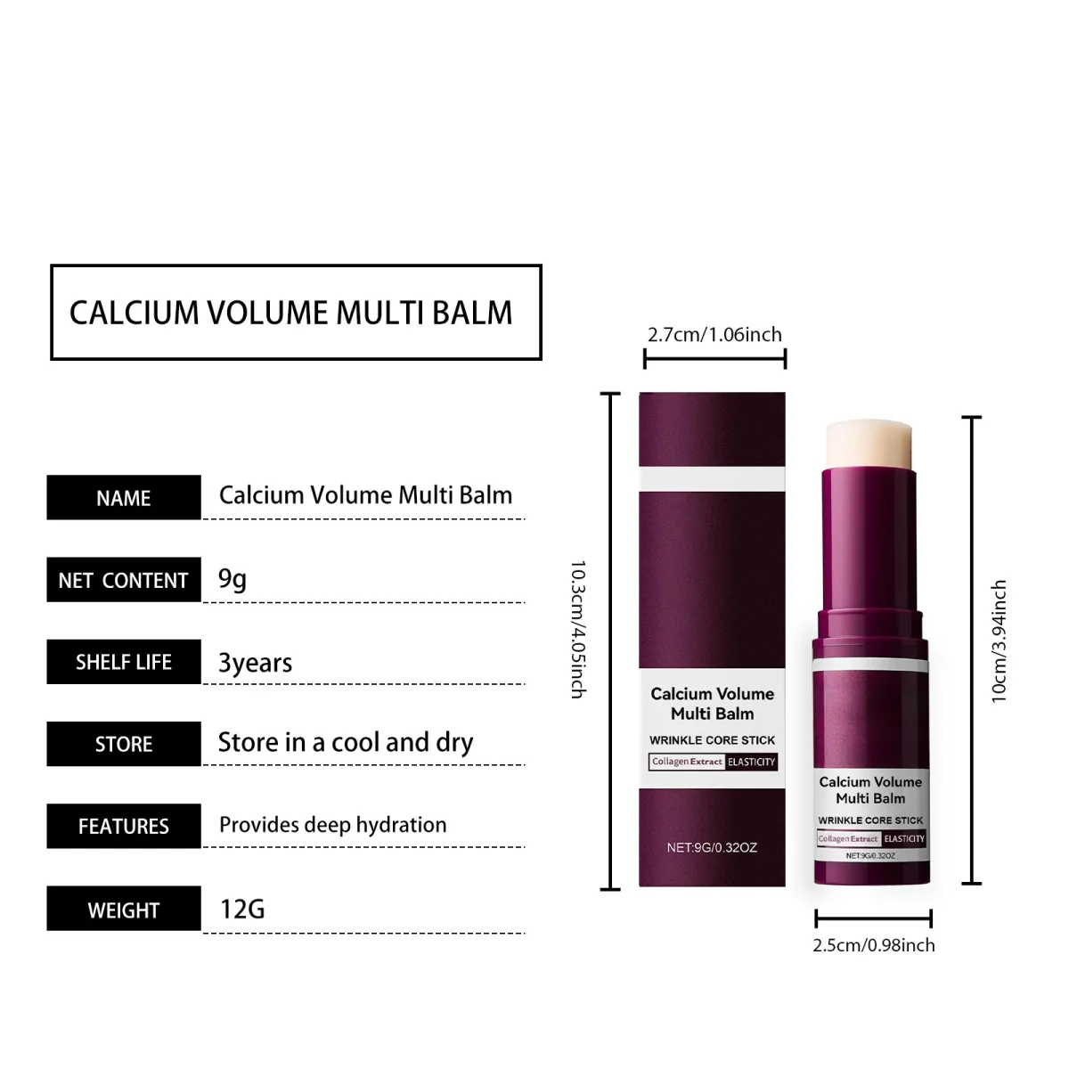 Collagen Volume Multi Balm Stick for Face & Eyes - Hydrating Anti-Aging Formula to Fade Fine Lines, Firm Skin, Brighten Complexion, and Nourish Dryness with Avocado Oil & Vitamin C showcase 9