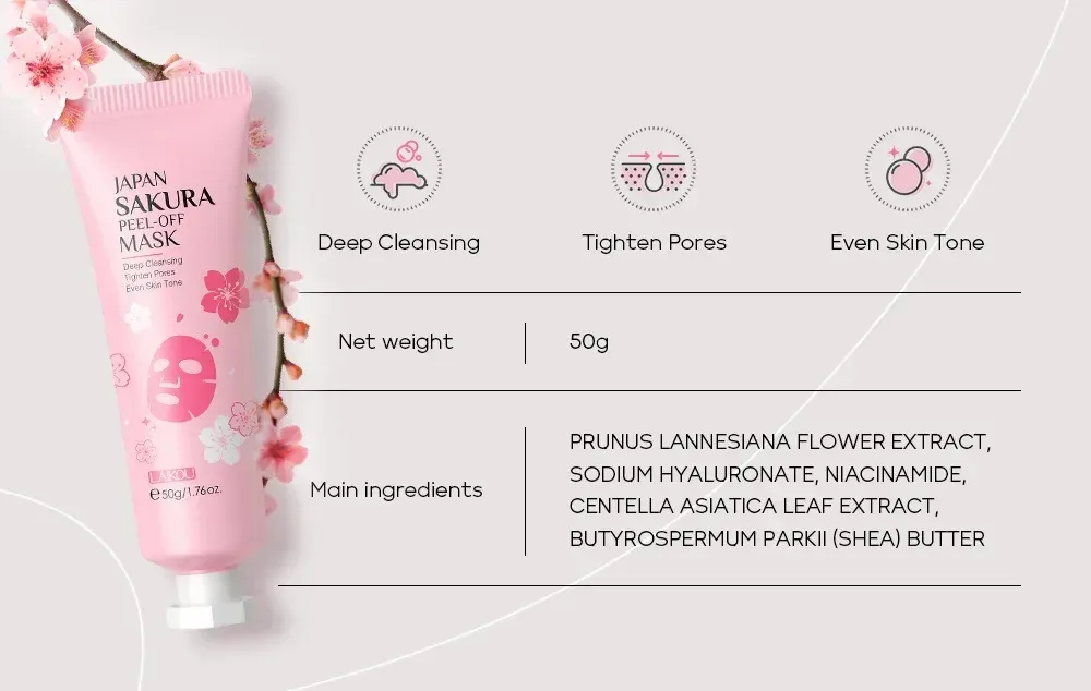 LAIKOU 24K Gold & Sakura Peeling Face Mask - Anti-Wrinkle, Whitening, Blackhead Removal, Deep Cleansing Tear-Off Mask for Radiant Skin showcase 9
