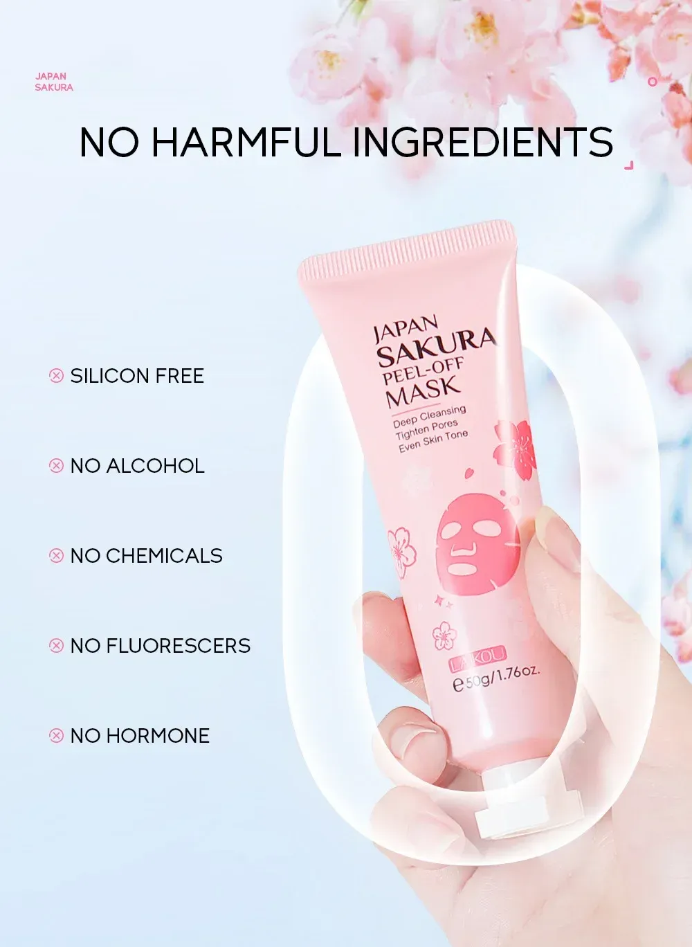 LAIKOU 24K Gold & Sakura Peeling Face Mask - Anti-Wrinkle, Whitening, Blackhead Removal, Deep Cleansing Tear-Off Mask for Radiant Skin showcase 17