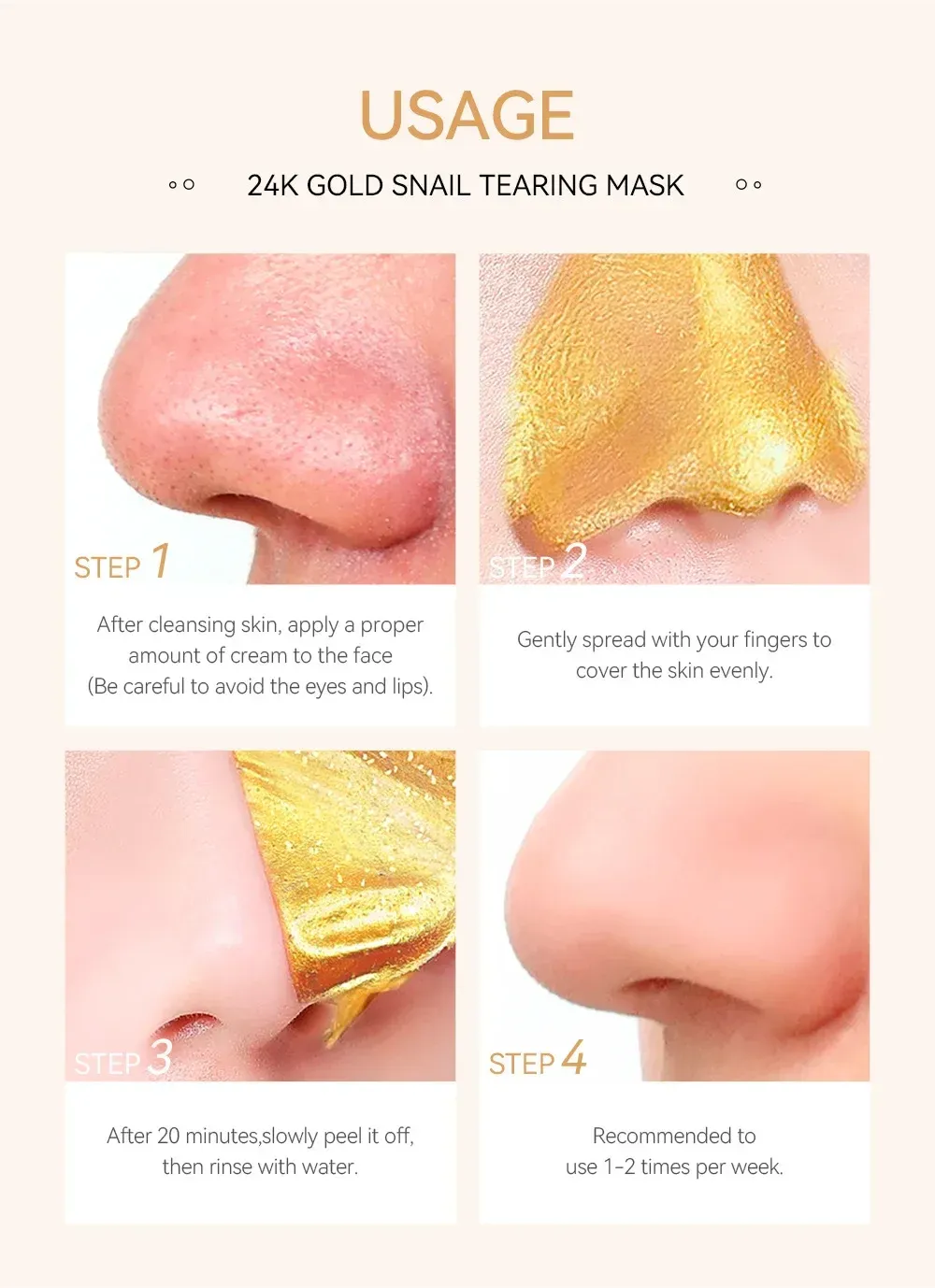 LAIKOU 24K Gold & Sakura Peeling Face Mask - Anti-Wrinkle, Whitening, Blackhead Removal, Deep Cleansing Tear-Off Mask for Radiant Skin showcase 4