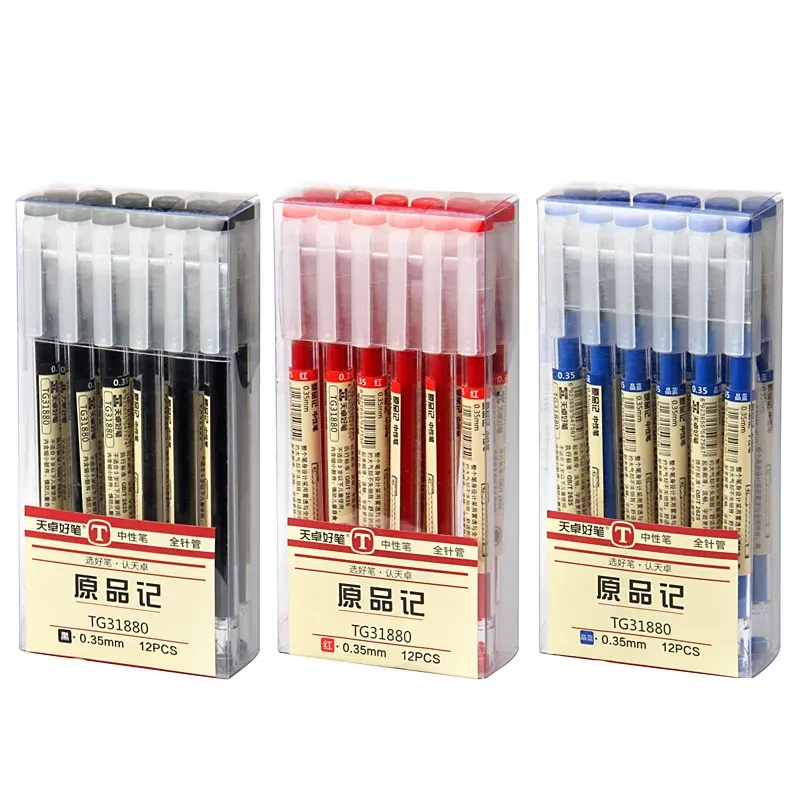 Japan Fine Point 0.35mm Gel Pen Set - Black, Blue, Red Ink Ballpoint for School, Office, Student Writing - Smooth Stationery Supplies thumbnail 1