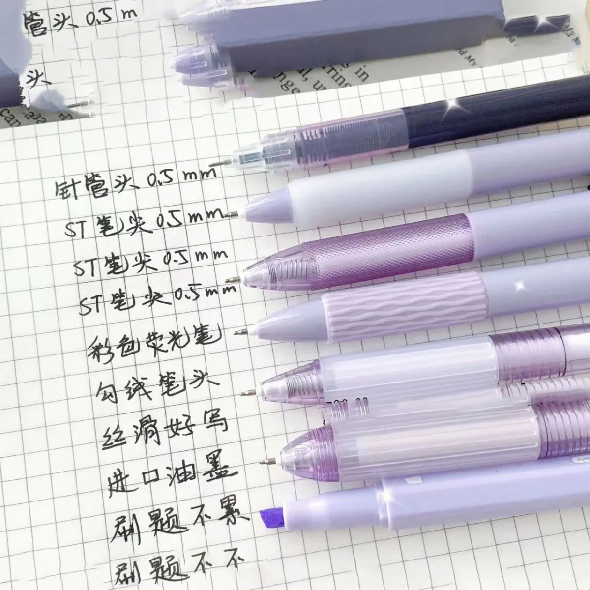 7pcs Boxed Gel Pen Set 0.5mm Black Ink Student Exam School Stationery Gift Pack showcase 2