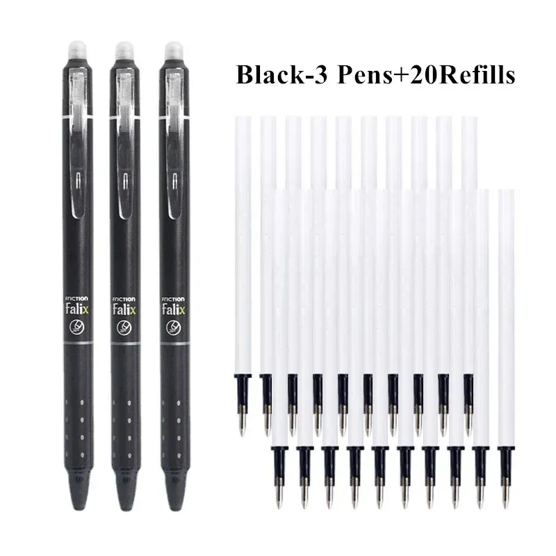 0.5mm Retractable Erasable Gel Pens Set with Built-in Eraser - Black & Blue Ink, Smooth Writing, 20 Refills Included for Office, School Exams & Stationery thumbnail 6