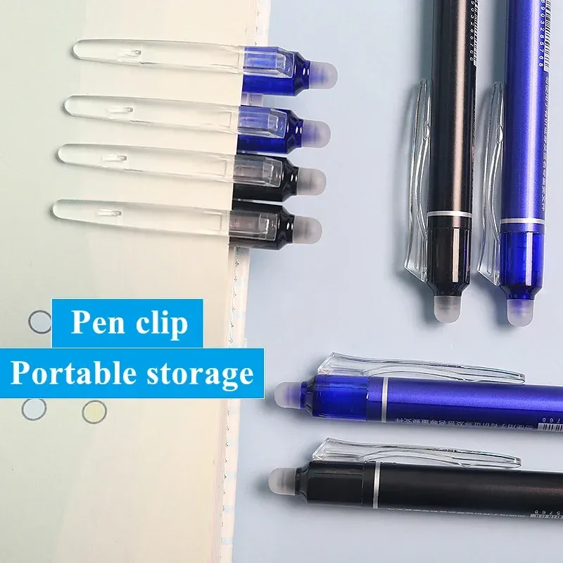 0.5mm Retractable Erasable Gel Pens Set with Built-in Eraser - Black & Blue Ink, Smooth Writing, 20 Refills Included for Office, School Exams & Stationery thumbnail 3