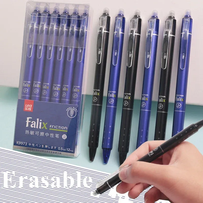 0.5mm Retractable Erasable Gel Pens Set with Built-in Eraser - Black & Blue Ink, Smooth Writing, 20 Refills Included for Office, School Exams & Stationery thumbnail 2