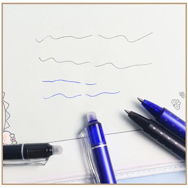 0.5mm Retractable Erasable Gel Pens Set with Built-in Eraser - Black & Blue Ink, Smooth Writing, 20 Refills Included for Office, School Exams & Stationery showcase 2