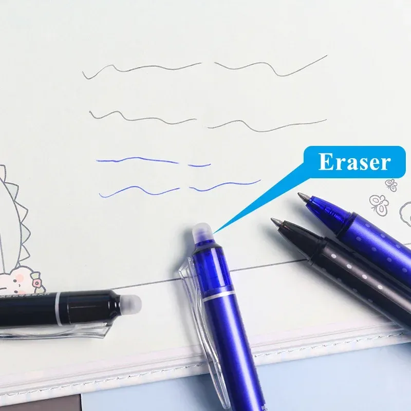 0.5mm Retractable Erasable Gel Pens Set with Built-in Eraser - Black & Blue Ink, Smooth Writing, 20 Refills Included for Office, School Exams & Stationery thumbnail 5