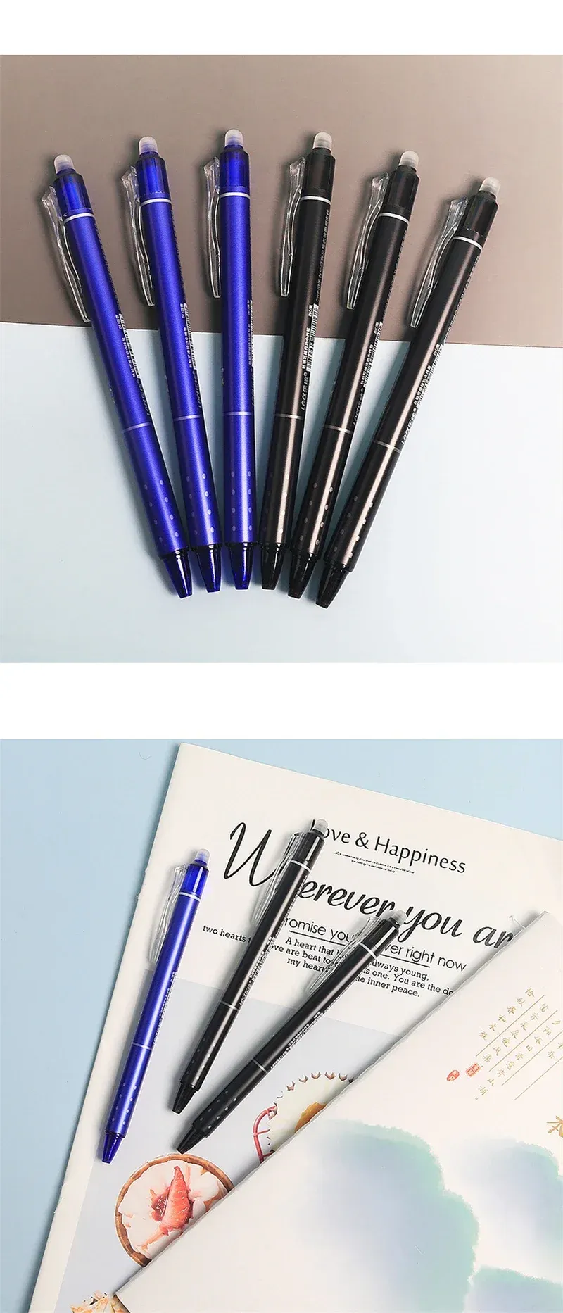 0.5mm Retractable Erasable Gel Pens Set with Built-in Eraser - Black & Blue Ink, Smooth Writing, 20 Refills Included for Office, School Exams & Stationery showcase 7