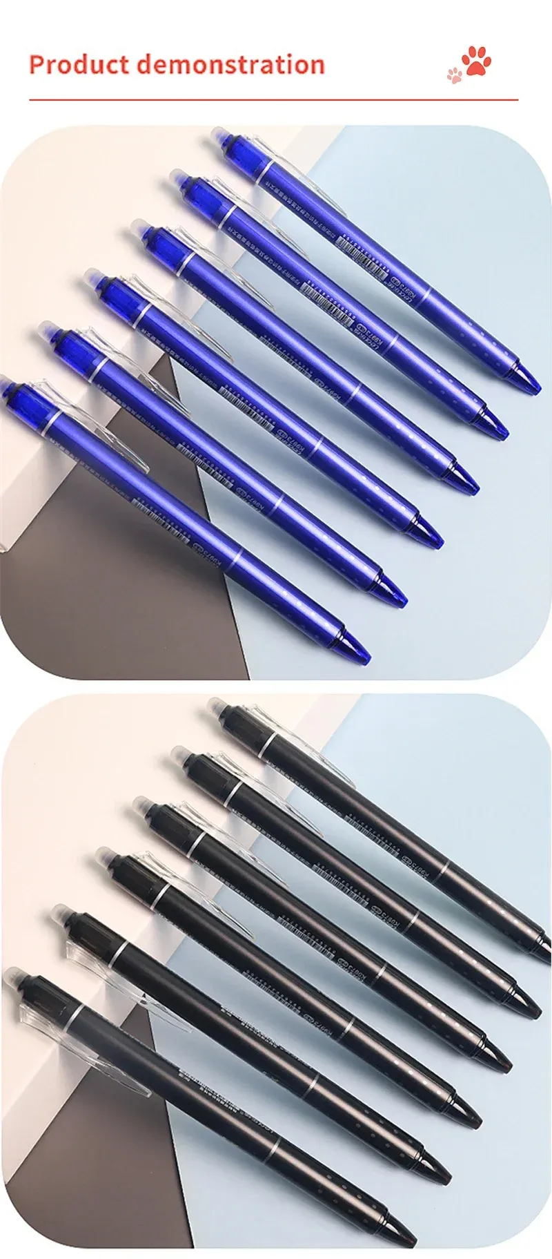 0.5mm Retractable Erasable Gel Pens Set with Built-in Eraser - Black & Blue Ink, Smooth Writing, 20 Refills Included for Office, School Exams & Stationery showcase 6
