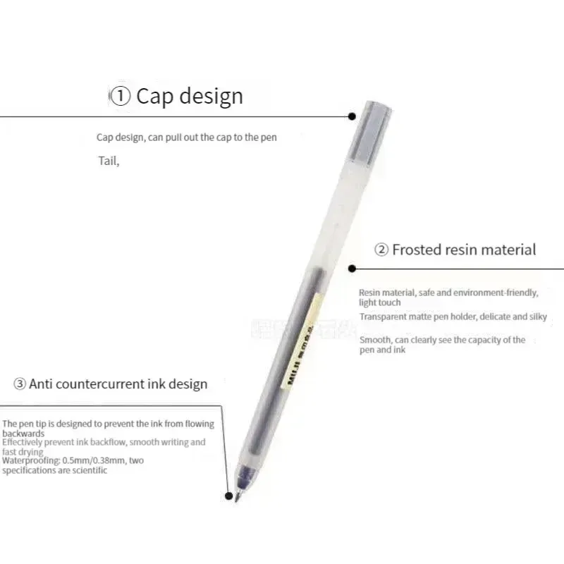 MUJI Gel Pen Set 6/8 Pcs Black Red Blue Ink 0.38mm 0.5mm Japanese Kawaii Stationery for Office School Students thumbnail 4