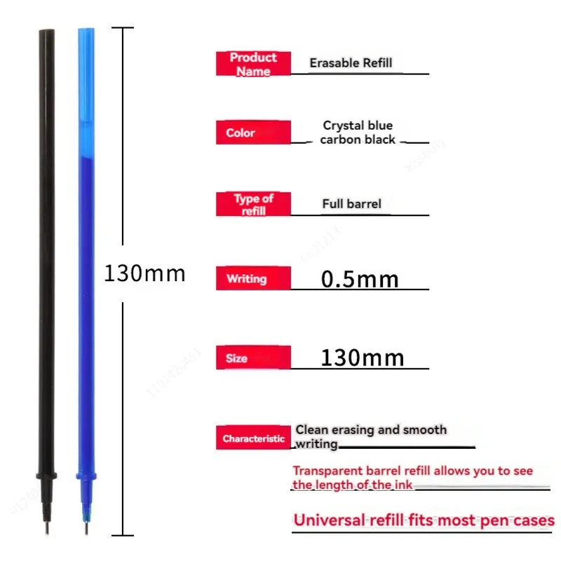 0.5mm Erasable Gel Pen Refill Rods Set - Smooth Writing Blue/Black Ink, Washable Handle Stationery for School & Office thumbnail 5