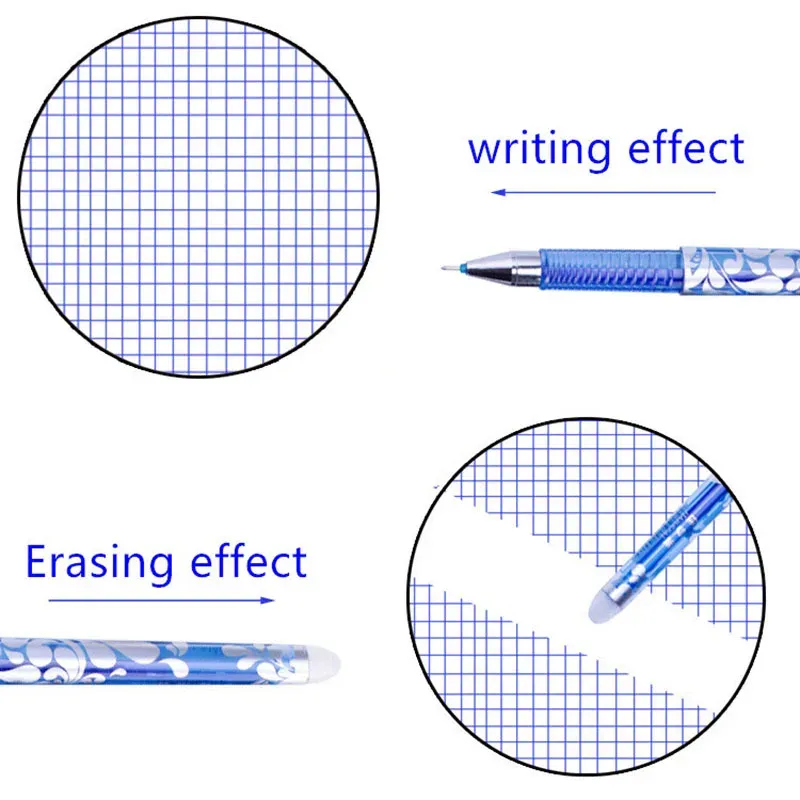 0.5mm Erasable Gel Pen Refill Rods Set - Smooth Writing Blue/Black Ink, Washable Handle Stationery for School & Office thumbnail 3