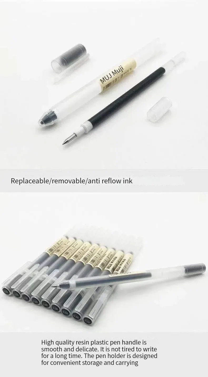 MUJI Gel Pens Set 6/8 Pcs Black Red Blue Ink 0.38mm 0.5mm Fine Point Japanese Kawaii Stationery for Office School Students showcase 4