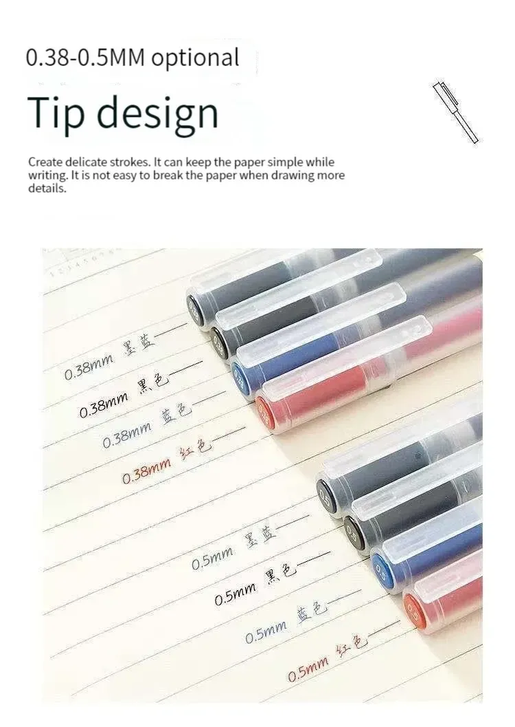 MUJI Gel Pens Set 6/8 Pcs Black Red Blue Ink 0.38mm 0.5mm Fine Point Japanese Kawaii Stationery for Office School Students showcase 9