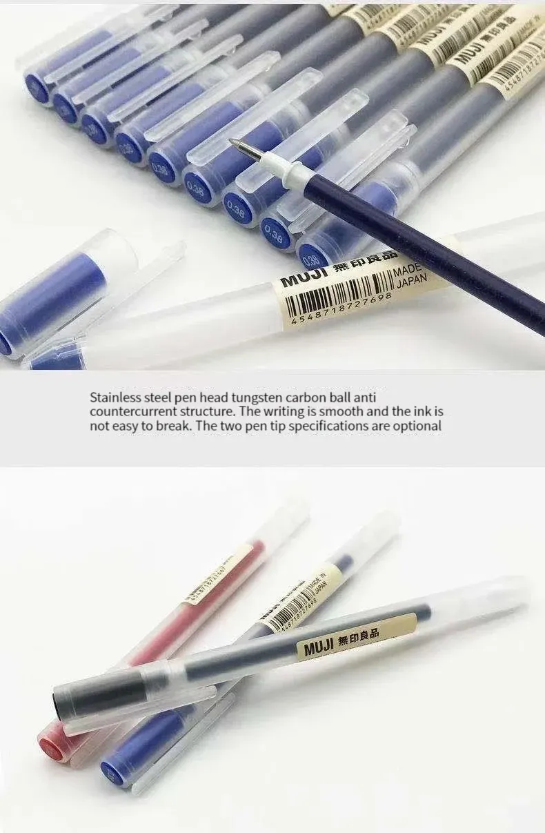 MUJI Gel Pens Set 6/8 Pcs Black Red Blue Ink 0.38mm 0.5mm Fine Point Japanese Kawaii Stationery for Office School Students showcase 6
