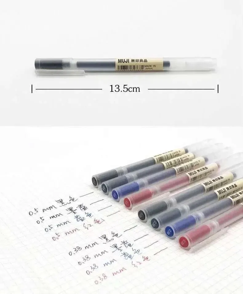 MUJI Gel Pens Set 6/8 Pcs Black Red Blue Ink 0.38mm 0.5mm Fine Point Japanese Kawaii Stationery for Office School Students showcase 11