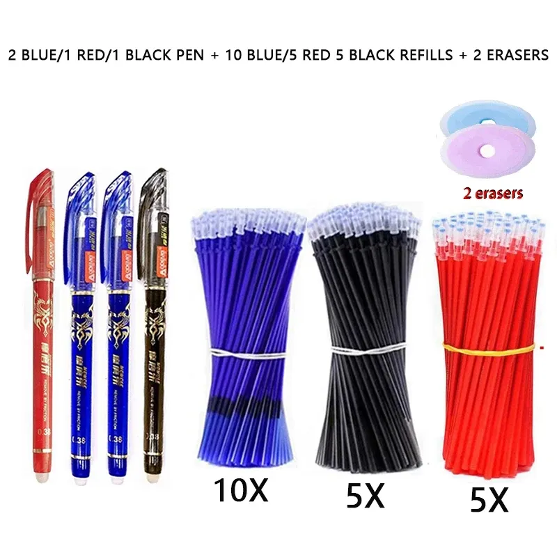 26 Pcs Kawaii Erasable Gel Pens Set - 0.35mm Fine Tip, Blue/Black/Red Ink, Perfect for School, Office, Students, Notebooks thumbnail 1