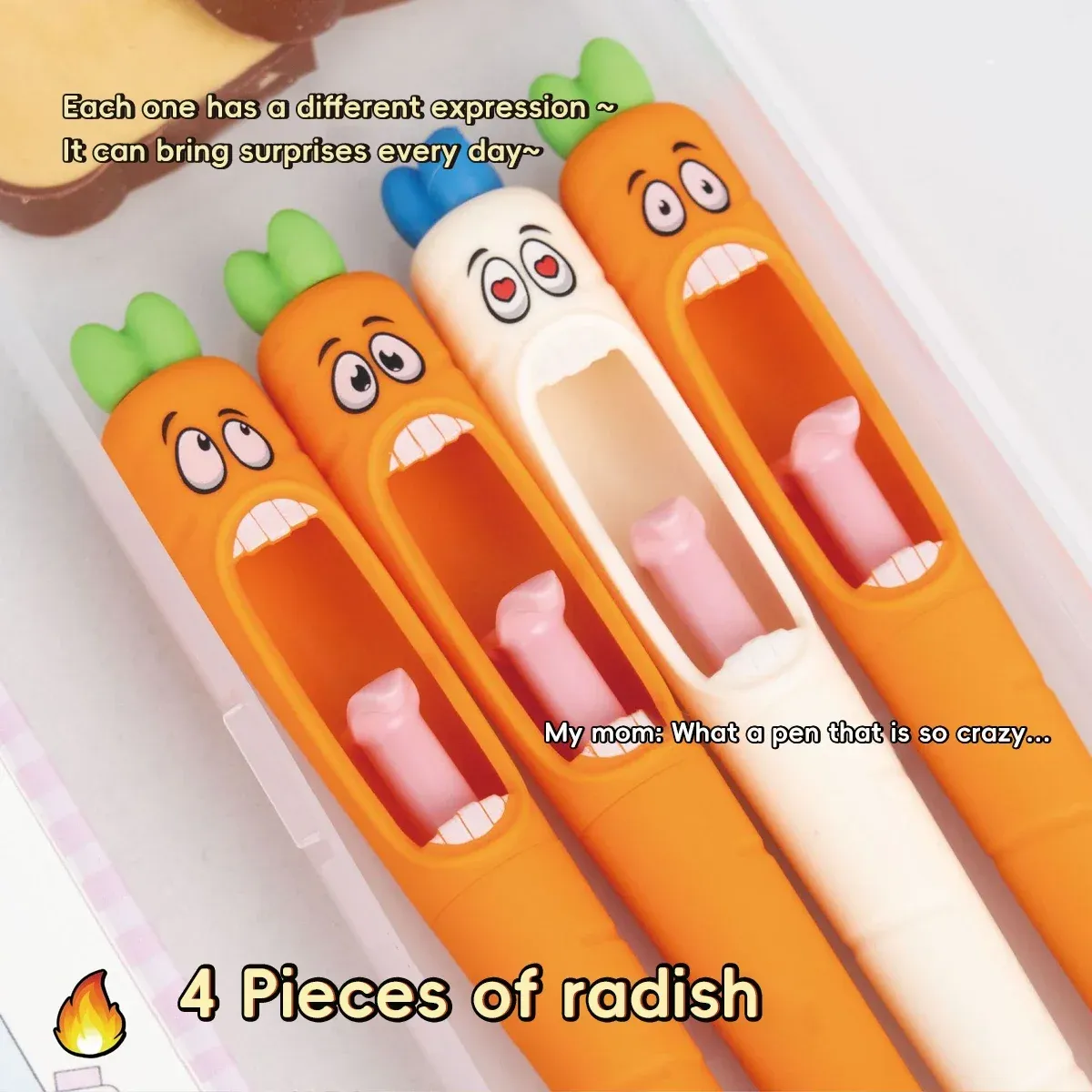 Cute Kawaii Carrot Shaped Gel Pen - Retractable Black Ink Pens for Office, School, and Creative Stationery Gifts showcase 6