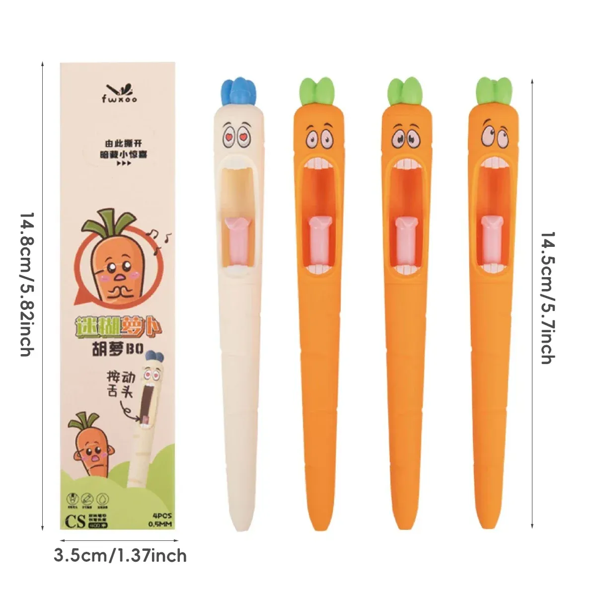 Cute Kawaii Carrot Shaped Gel Pen - Retractable Black Ink Pens for Office, School, and Creative Stationery Gifts thumbnail 6