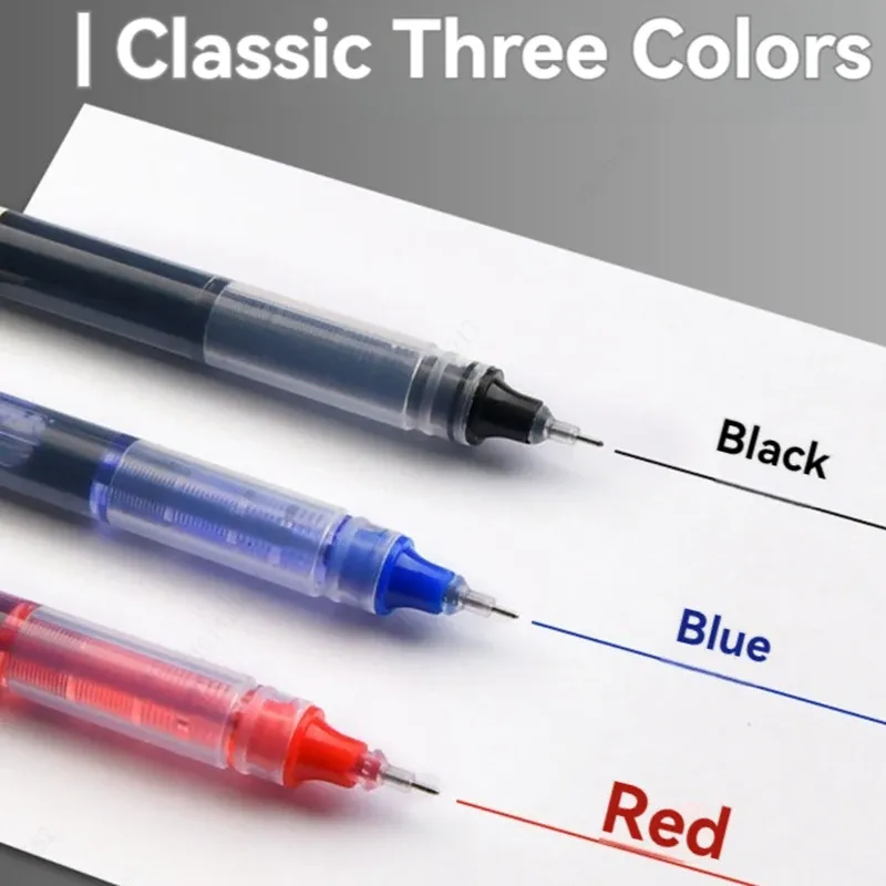 3-5 Pcs Straight Liquid Gel Pens, 0.5mm Fine Tip, Quick-Drying Black & Blue Ink, Large Capacity for School Students & Office Professionals thumbnail 5
