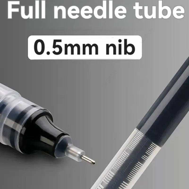 3-5 Pcs Straight Liquid Gel Pens, 0.5mm Fine Tip, Quick-Drying Black & Blue Ink, Large Capacity for School Students & Office Professionals thumbnail 2