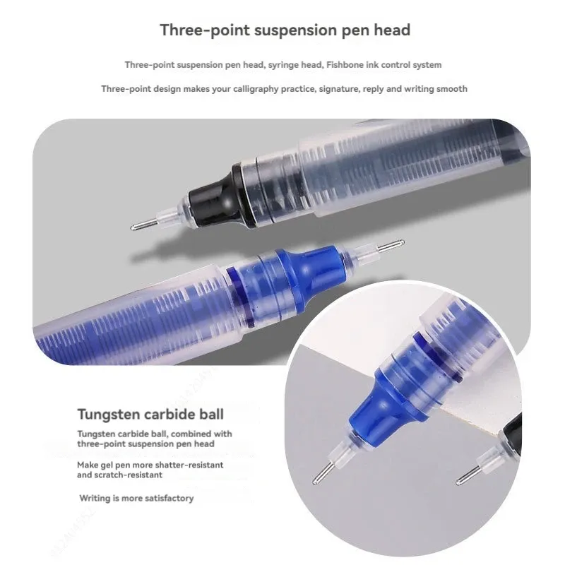 3-5 Pcs Straight Liquid Gel Pens, 0.5mm Fine Tip, Quick-Drying Black & Blue Ink, Large Capacity for School Students & Office Professionals thumbnail 3