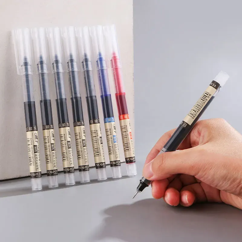 3-5 Pcs Straight Liquid Gel Pens, 0.5mm Fine Tip, Quick-Drying Black & Blue Ink, Large Capacity for School Students & Office Professionals showcase 7