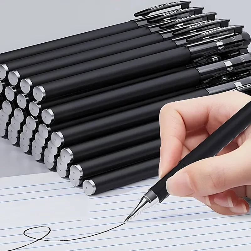 10-Piece Set 0.5mm Black Ink Gel Pens with Bullet Tip - Smooth Writing School & Office Stationery Supplies