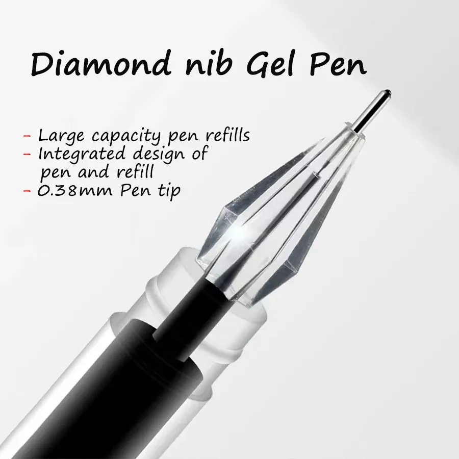 3pcs Mix Diamond Tip Gel Pen Set, 0.38mm Fine Point, Large Capacity Black, Blue, Red Ink for Exam Signing, School & Office Writing Supplies thumbnail 2