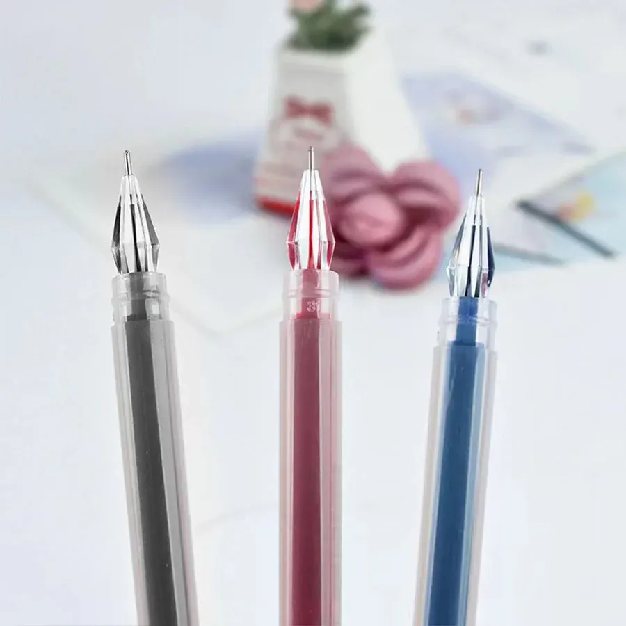 3pcs Mix Diamond Tip Gel Pen Set, 0.38mm Fine Point, Large Capacity Black, Blue, Red Ink for Exam Signing, School & Office Writing Supplies showcase 8