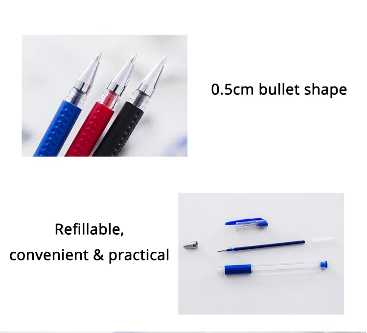 0.5mm Bullet Tip Gel Pen Set - Black, Blue, Red Ink Refills - Smooth Writing School & Office Stationery Supplies showcase 3