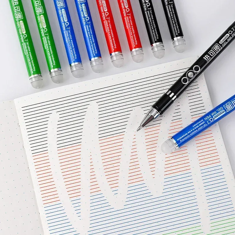 4PCS Heat Erasable Gel Pens Set, 0.7mm Bullet Nib, Smooth Writing, Black Blue Red Green Ink, Heat Sensitive for School & Office showcase 2