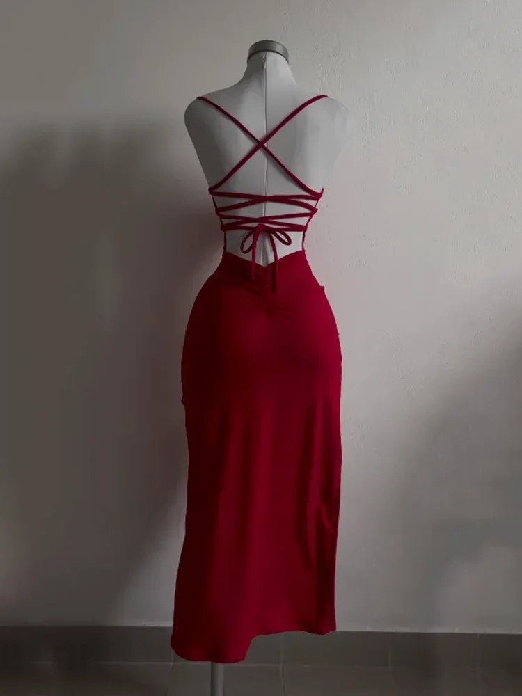 2025 Summer Halter Neck Bag Hip Dress for Women - Chic Sensibility Spice Girl Style, Bodycon Fit, Perfect for Evening Outings showcase 5