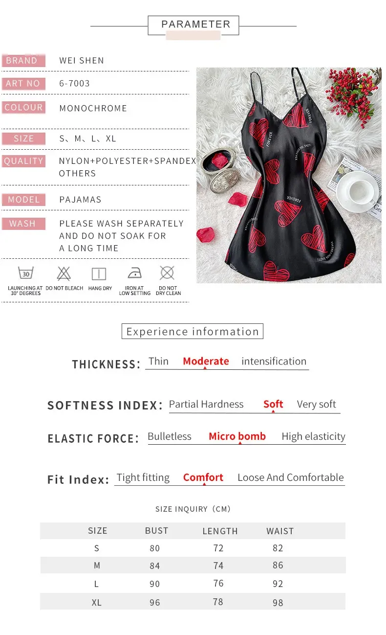 Women's Red Lip Print Satin Slip Nightdress V Neck Backless Mini Sleep Dress - Perfect Valentine's Day Lingerie & Sleepwear showcase 4