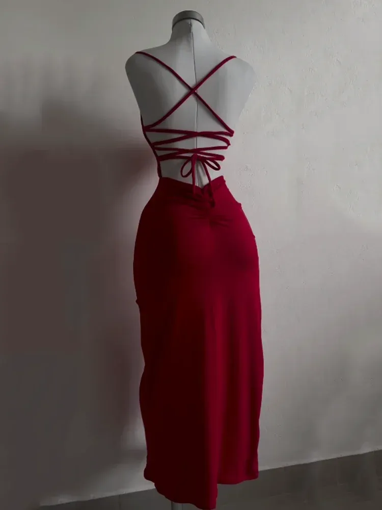 2025 Summer Halter Neck Backless Bodycon Mini Dress for Women - Chic Spice Girl Inspired Bag Hip Style showcase 3