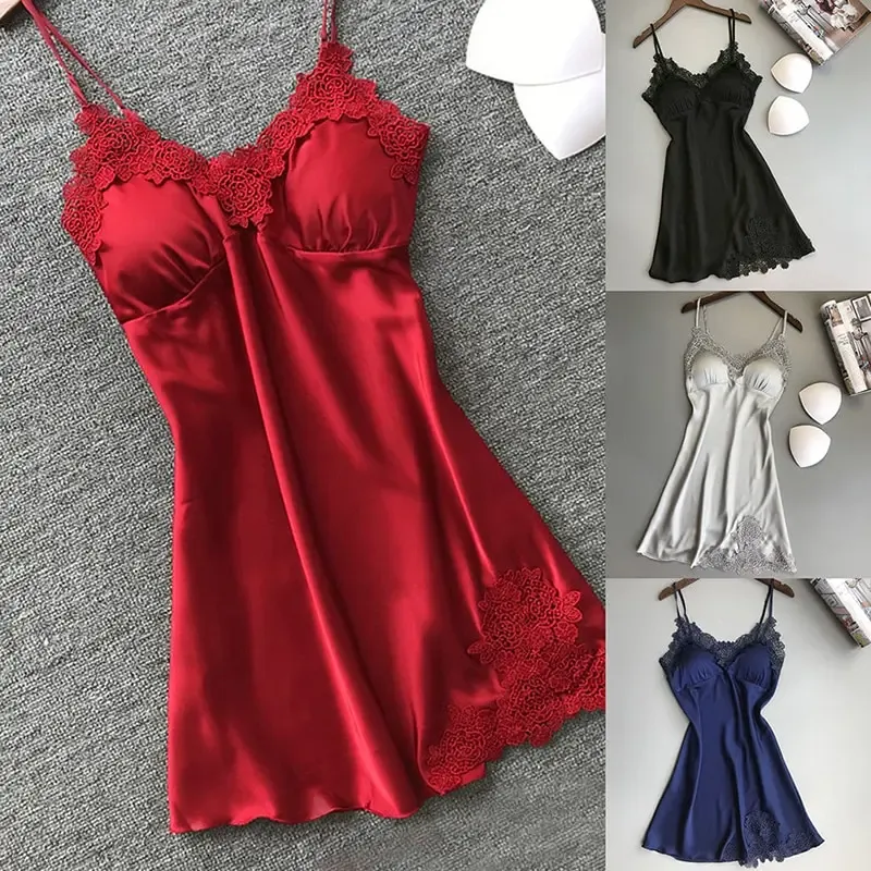 Women's Sexy Silk Satin Halter Nightdress with Lace Robe & Briefs Set - Summer Sleepwear showcase 8