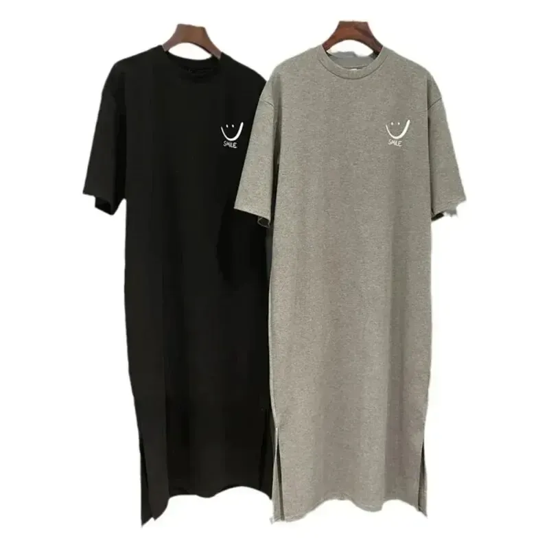Women's Summer Short Sleeve T-Shirt Dress - Loose Fit, Mid-Length, Over-the-Knee Style for Casual Wear thumbnail 2