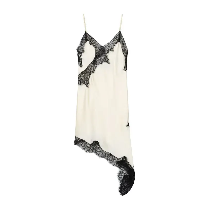 Women's Sexy Lace Slip Mini Dress - Backless Satin Summer Beach Party Dress, Asymmetric Design showcase 4