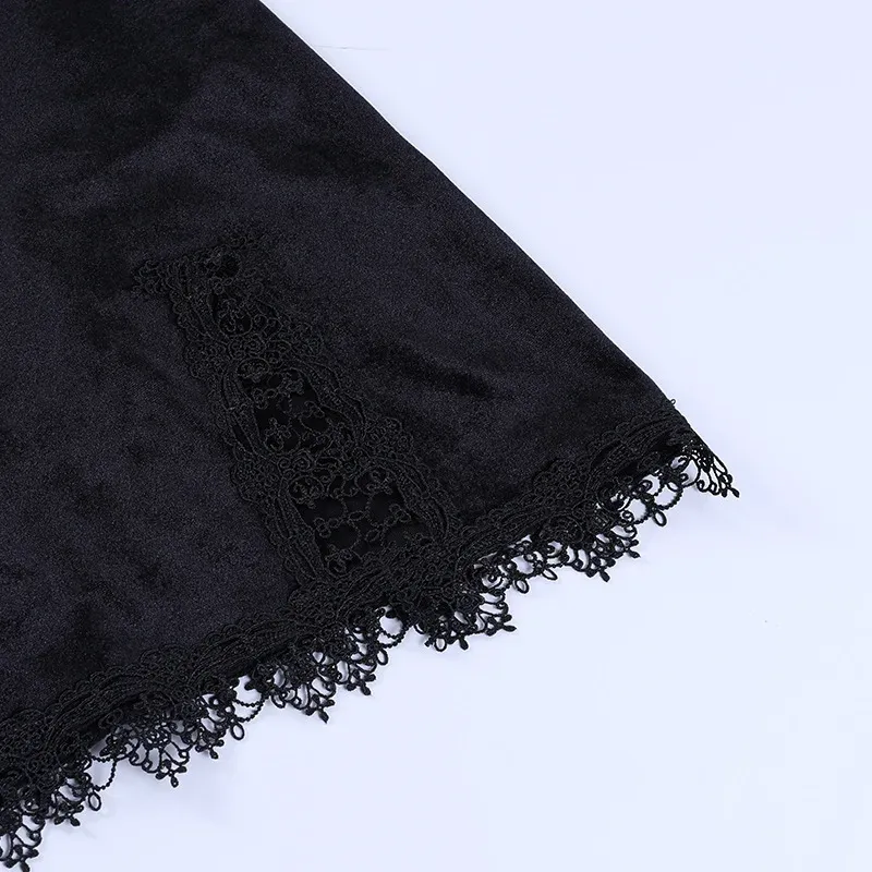 Vintage Sexy Dark Cross Black Mini Dress for Women, Spaghetti Strap, High Waist, Slit Design, Perfect for Goth Party Club Nights showcase 15